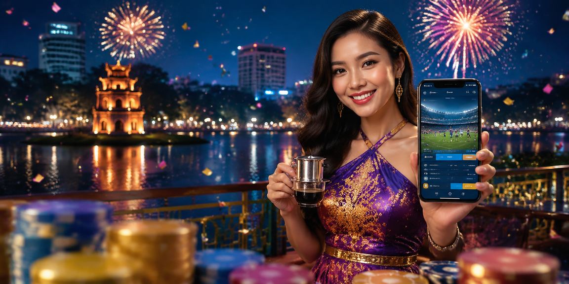 Người hâm mộ bóng đá tại Hà Nội xem trận và kiểm tra voucher cá cược thể thao trong quán cà phê